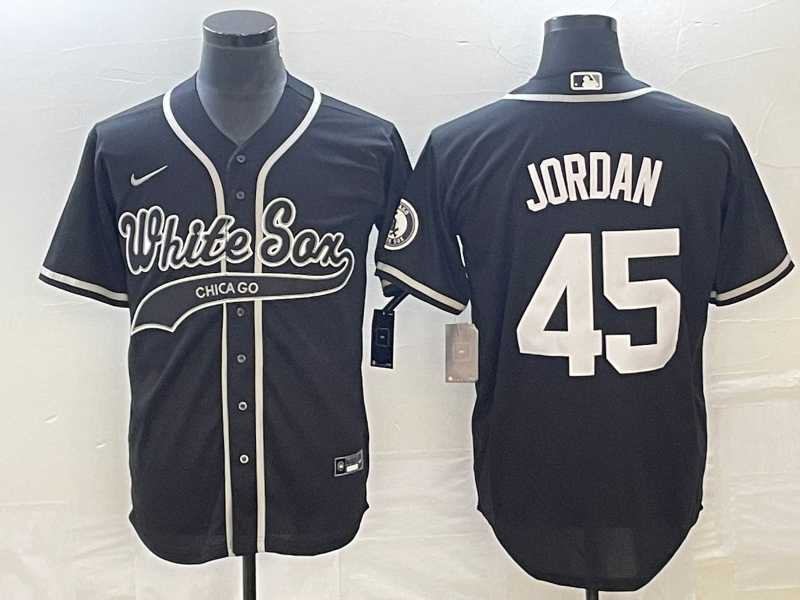 Mens Chicago White Sox #45 Michael Jordan Black Cool Base Stitched Baseball Jersey